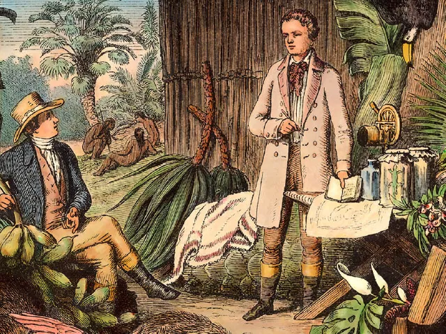 peinture représentant Bonpland et Humboldt en expédition scientifique en Amazonie